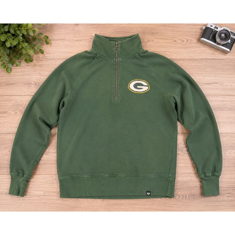 '47 Green Bay Packers Quarter Zip Sweatshirt M Green NFL Embroidered Logo